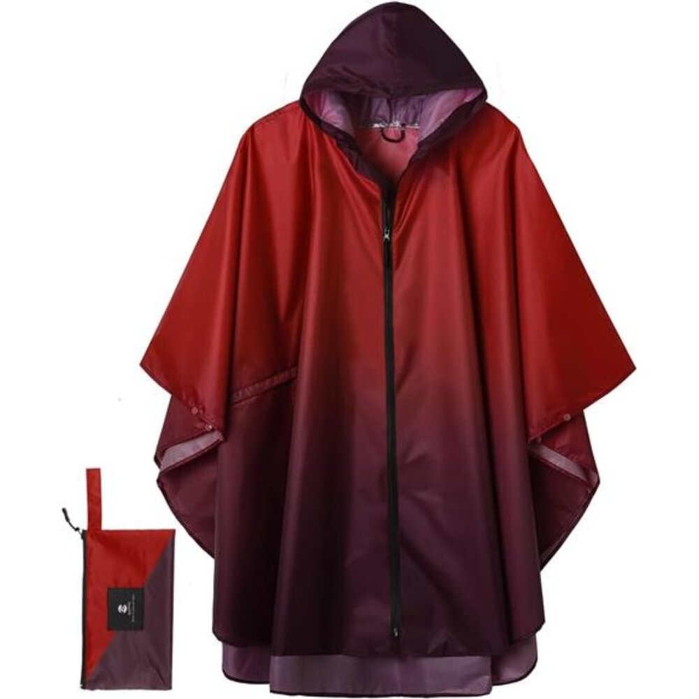 Rain Poncho Jacket Coat Hooded for Adults with Pockets